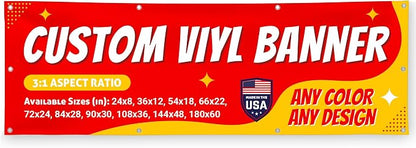 Custom Vinyl Banner with 150+ Sizes – Personalized Outdoor or Indoor Sign – Any by Unknown