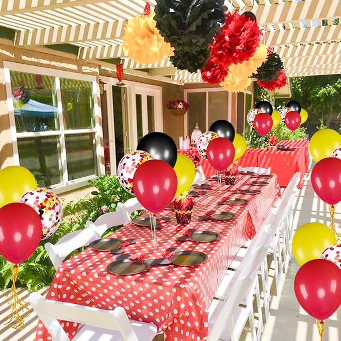80 pcs Black Red Yellow Latex Balloons - Image 5