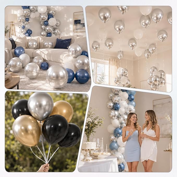 Metallic Silver Balloons 12 Inch Chrome Silver Helium Party Balloon | 30 pcs - Image 6