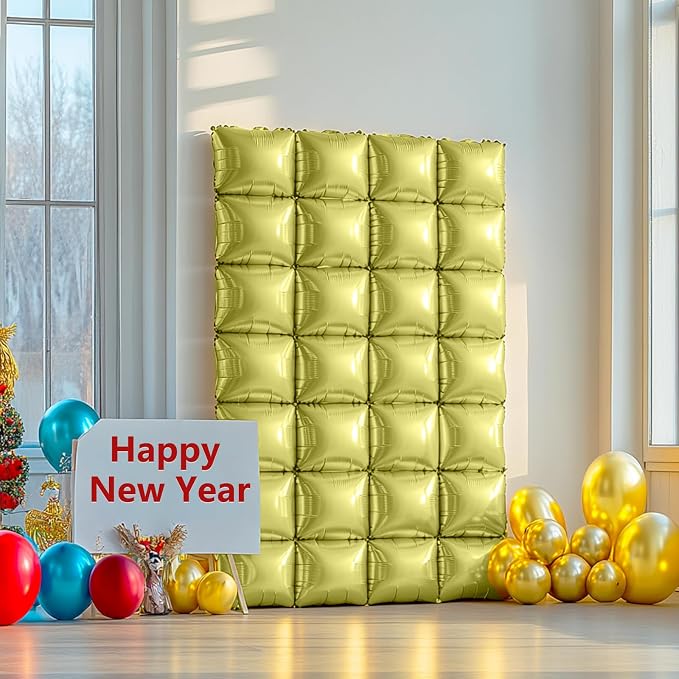 NISOCY 25PCS Metallic Light Gold Square Foil Balloons Wall Backdrop | Double - Image 7