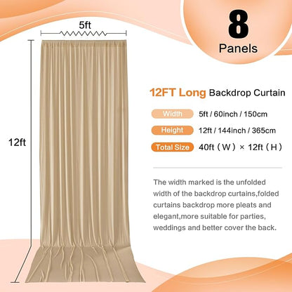40ft×12ft Wrinkle Free Champagne Backdrop Curtain - Image 3