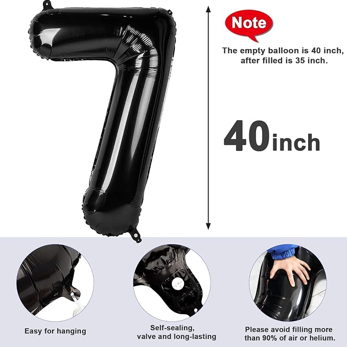 Number Balloon 40 Inch Black Number 7 - Image 7