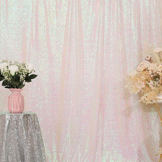 Eternal Beauty White Iridescent 3mm Sequin Backdrop 7x7 Ft - Image 4