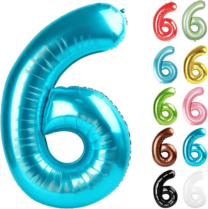 Light Blue Number 6 Balloon 40 Inch by IWERP