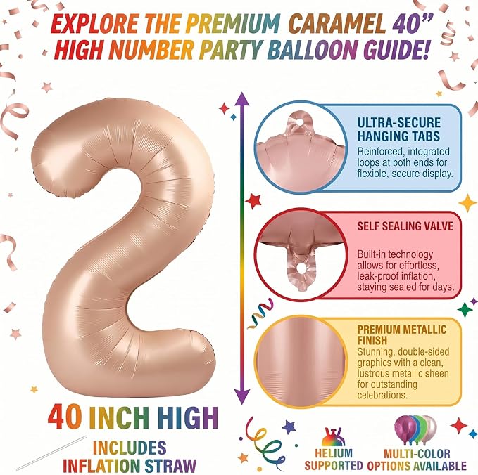 40 Inch Caramel Foil Number 20 Balloon - Image 2