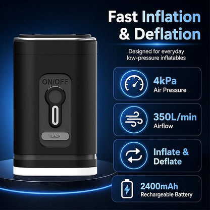 TeSabMi Mini Electric Air Pump for Inflatables, Rechargeable Portable Pump | - Image 2