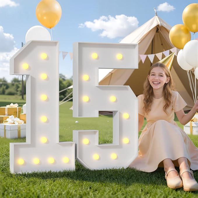 4FT Light Up Marquee Number 20 Warm White Light | Decorations - Image 7