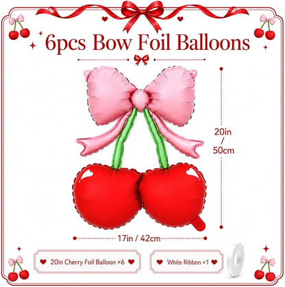 6pcs Cheery Bow Foil Balloons - Image 2