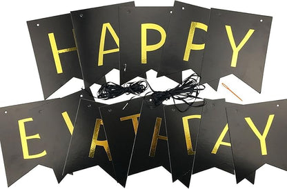 Fecedy Black Happy Birthday Bunting Banner - Image 4