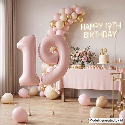 Baby Pink Number 19 Balloon 40 Inch, Pastel Foil Milestone Party Supplies | - Image 7