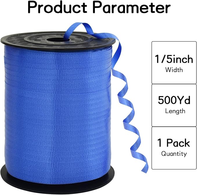 BEISHIDA 500 Yards Matte Dark Blue Ribbon Curling Crimped Ribbon Balloon String - Image 2