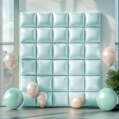 NISOCY 25PCS Pastel Green Square Foil Balloons Wall Backdrop | Double Sided - Image 8