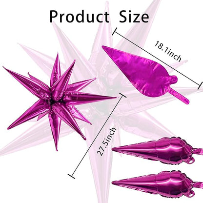 Hot Pink Star Balloons 60Pcs Spike Balloons - Image 7
