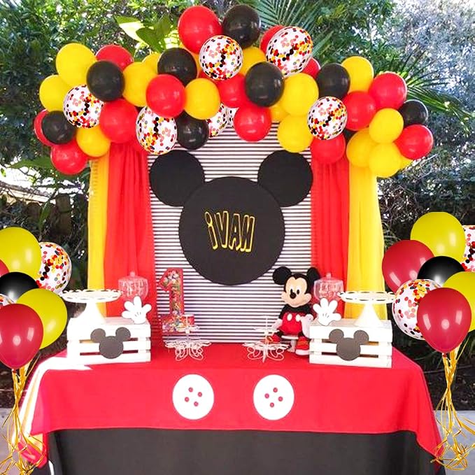 80 pcs Black Red Yellow Latex Balloons - Image 2