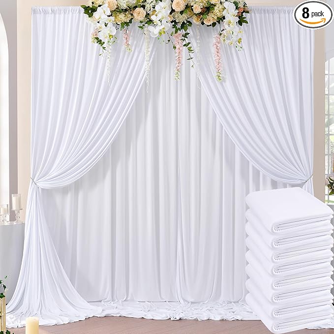 40ft×10ft Wrinkle Free White Backdrop Curtain by ENJOYYOURPARTY