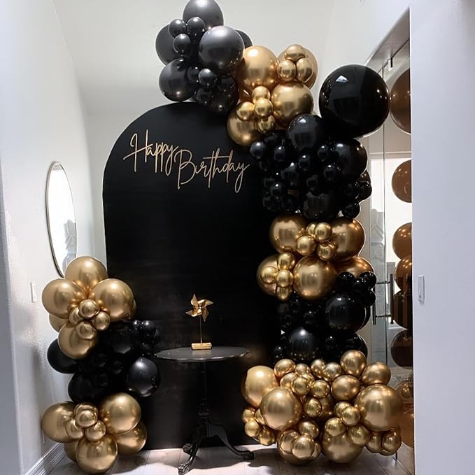 Black and Gold Balloons Arch Garland Kit - Image 6