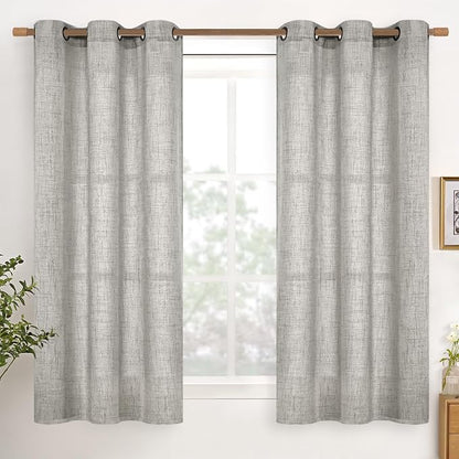 YoungsTex Dark Grey Linen Curtains 48 Inch Length by YoungsTex