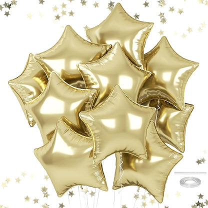 Gold Star Balloons, 18 Inches Light Gold Star Balloon by FEYG