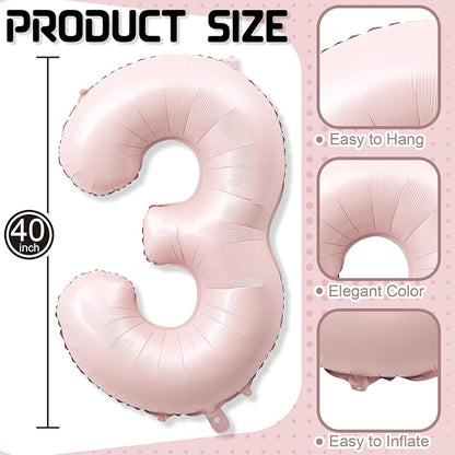 13th Birthday Balloons for Girls, Blush Pastel Pink Large Helium 13 Balloon - Image 2
