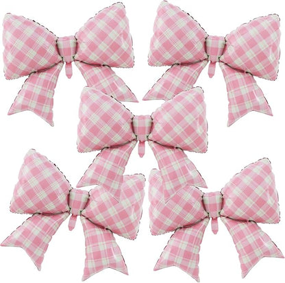 38 Inches Bow Balloon Checkered Pink by Vuzvuv