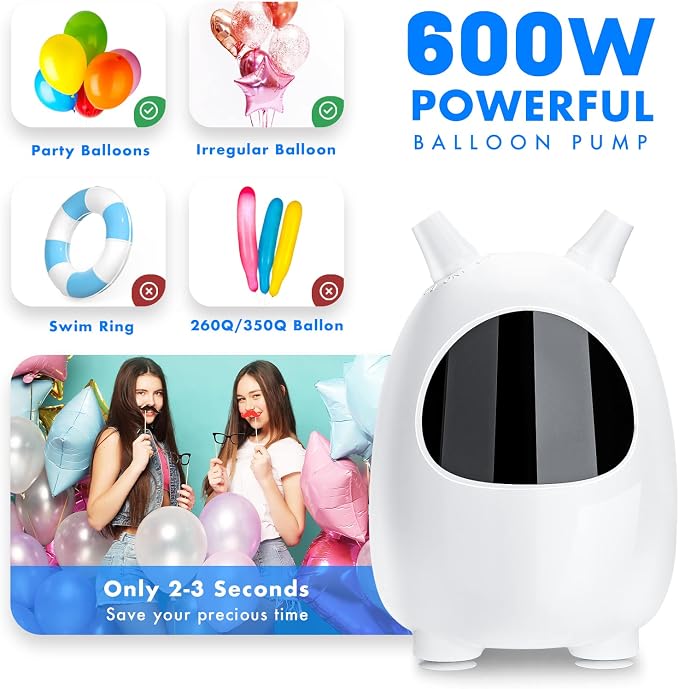 Balloon Pump Electric, SPLAKS Balloons Inflator Air Pump Portable Balloon Blower - Image 2