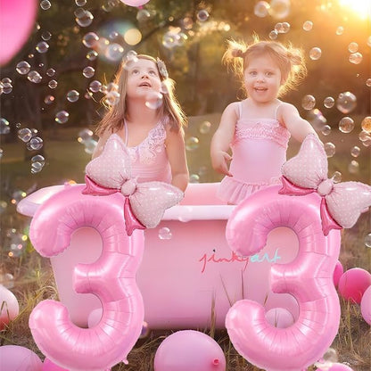 40 inch Number 13 Balloon with Bow Pink Happy Birthday Jumbo Number Balloons - Image 6