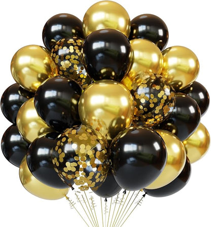 Black and gold Confetti Balloons by PATYDECRO