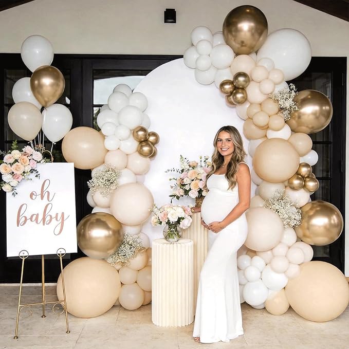 White and Gold Balloon Arch Kit - Image 4