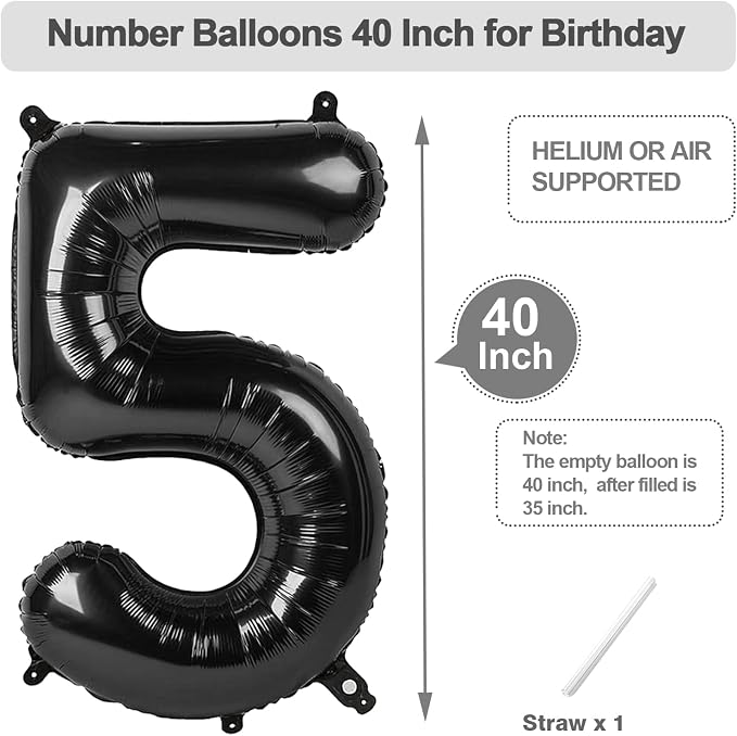 Numbers 23 Balloon 40Inch Black Balloons - Image 5