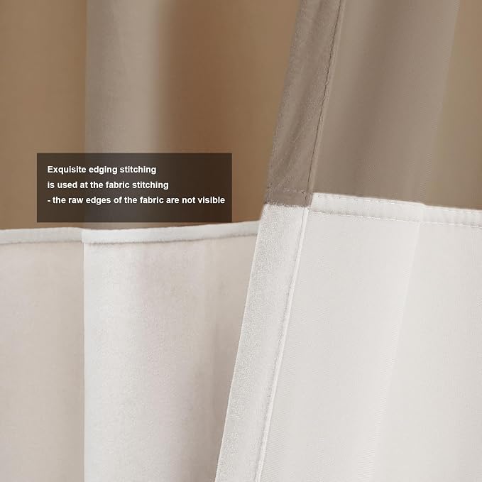BULBUL Luxury Two Tone Velvet Curtains 96 inch- Cream Ivory Champagne | Modern - Image 3