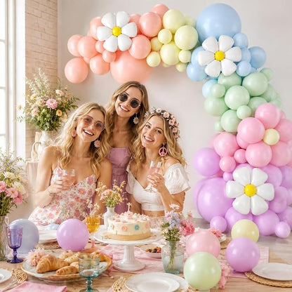 Daisy Balloon Garland Arch Kit, Retro Hippie Boho Macaron Pastel Balloons - Image 3