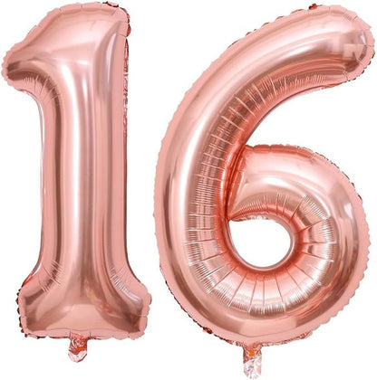 40 Inch Rose Gold 16 Number Balloons Giant Jumbo Huge 16 61 Foil Mylar Helium by LHOAVWE