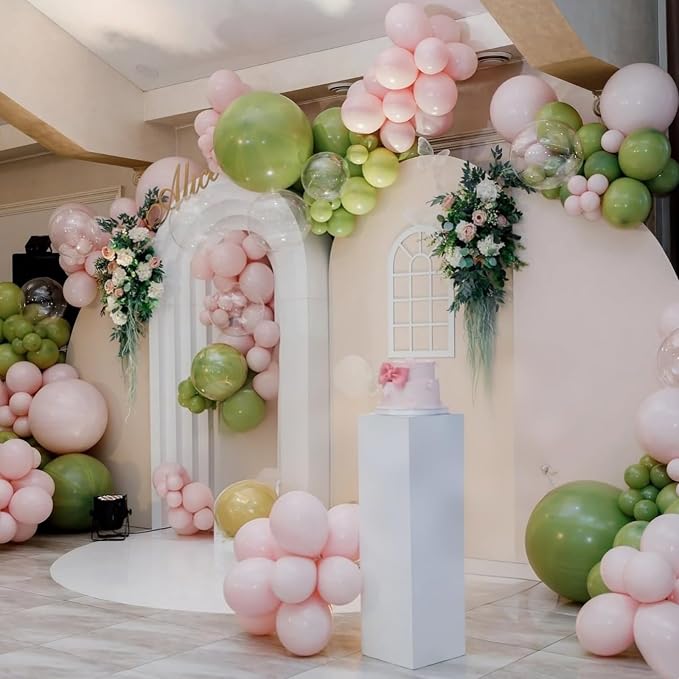 Dusty Pink Green White Balloons - Image 4