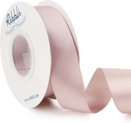 Ribbli Vanilla Double Faced Satin Ribbon, 1” x Continuous 25 Yards, Use by Ribbli