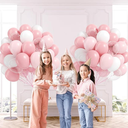 60pcs Light Pink Balloons with Clear Pastel Pink and White Balloons - Image 6