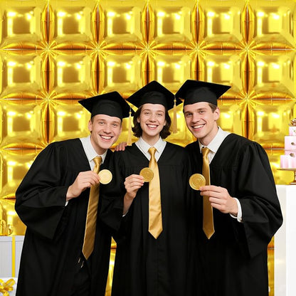 NISOCY 36PCS Metallic Gold Square Foil Balloons Wall Backdrop | Double Sided - Image 8