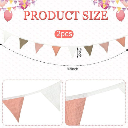 Oudain 2 Pcs Pennant Banner Flags Nursery Garland Triangle Bunting Flags - Image 2