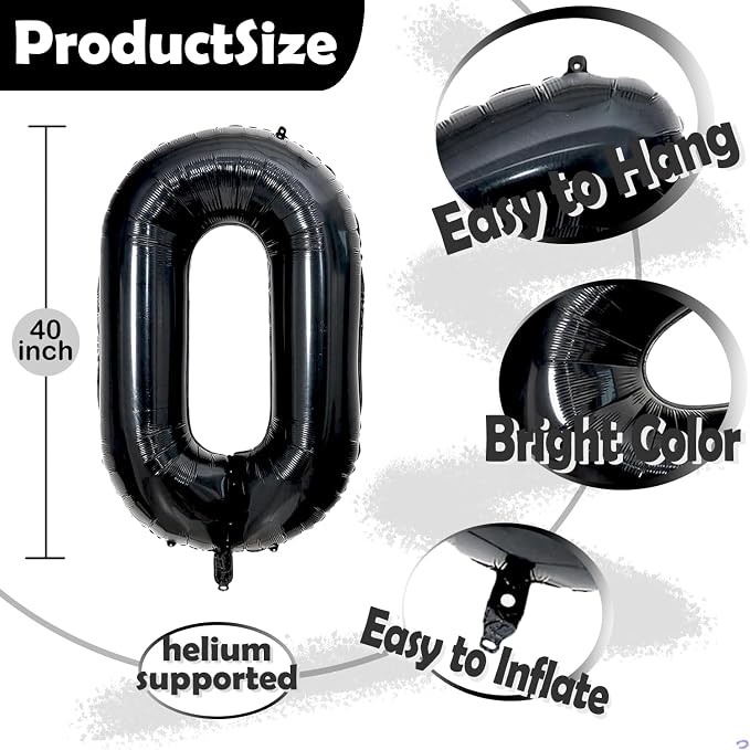 Black 1 Balloon Number, 40 inch Big 1st Balloon - Image 3