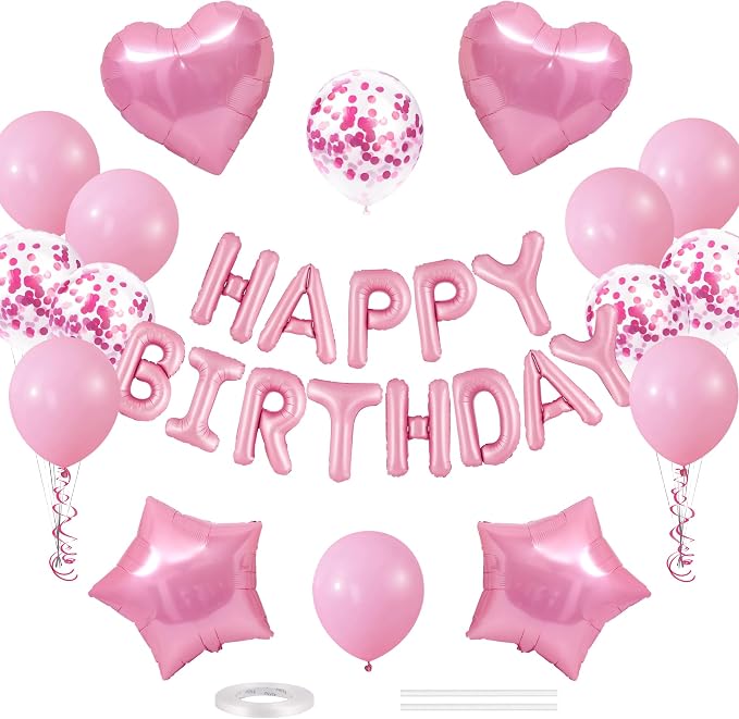 CANREVEL Happy Birthday Banner Decoration + 30pcs Star Balloons, by CANREVEL