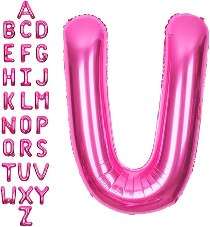 SUWEN 40 Inch Hot Pink Large U Letter Balloons Big Foil Helium Letter A-Z | by SUWEN