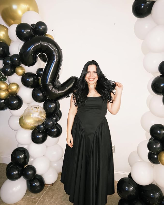 28 Balloon - Black Birthday Number Balloons, 40 Inch Decorations Men Women | - Image 2