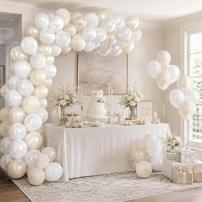 60PCS Pearl White Balloons, 12 Inch Double Stuffed Ivory Sand White Latex - Image 8