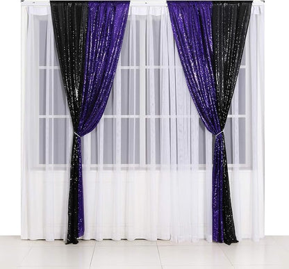 Poise3EHome 2ft x 8ft Purple Sequin Photography Backdrop Curtain 2 Panels - Image 7