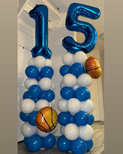 4 Balloon - Metallic Blue Birthday Number Balloons, 40 Inch Decorations | - Image 4