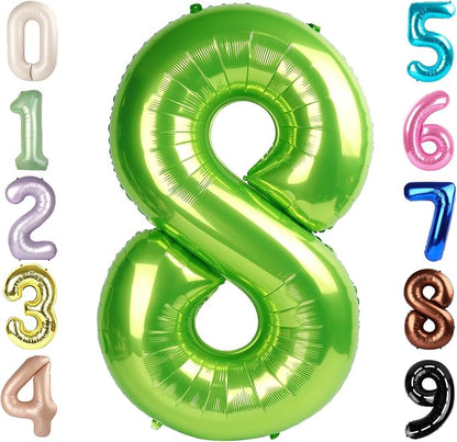 8 Balloon Numbers, 40In Green Balloons by Mluchee