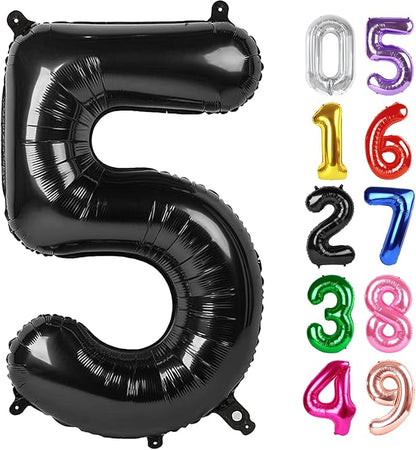 Black Number 5 Balloon 40 Inch, 5th Birthday Party Decorations Men Women | Foil by IWERP