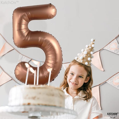 KatchOn Coffee Brown Number 5 Balloon 40 Inch, 5 Birthday Decorations | Number - Image 3