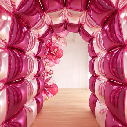 36pcs Hot Pink Square Foil Balloons Wall Backdrop, Double Sided Magenta Mylar - Image 7