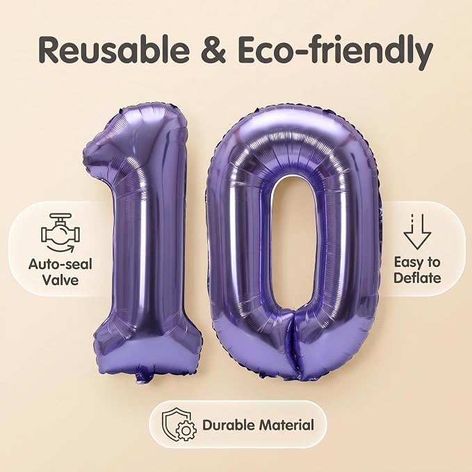 Number 10 Balloon Foil Mylar Balloons - Image 5