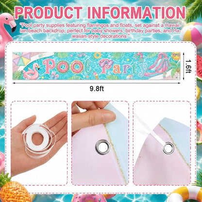 Lounsweer Pastel Pool Party Decoration Swimming Pool Party Banner Pastel Themed - Image 3